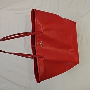 Coach red leather tote
